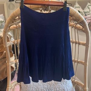Rebecca Taylor navy knitted pleated skirt
